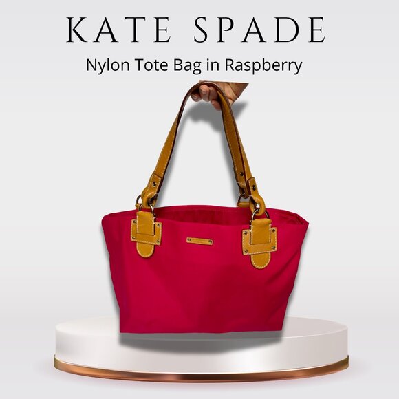 kate spade Handbags - Kate Spade Pink Nylon Shoulder Tote Bag with Leather Trim